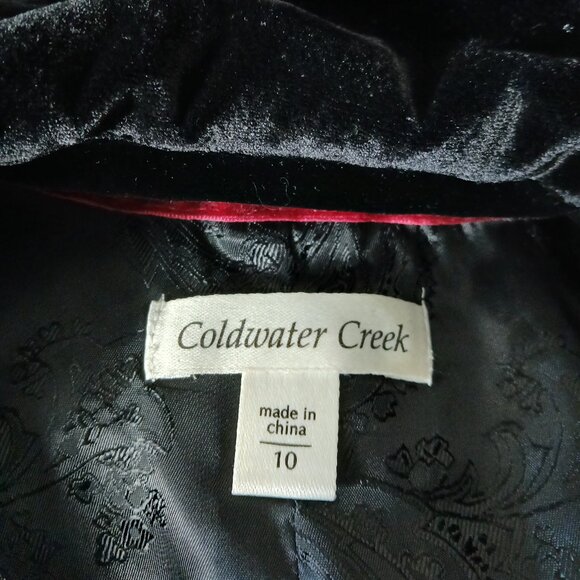 NWT Coldwater Creek Long Jacket 10 Black Velvet Rayon Silk Blend - Picture 11 of 13